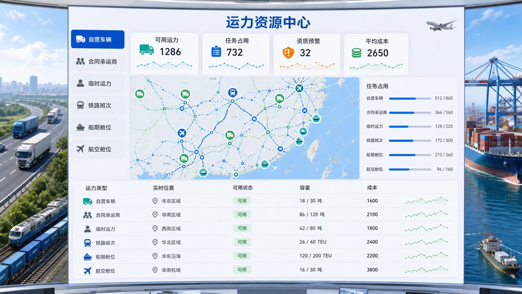 运力管理解决方案业务界面与场景